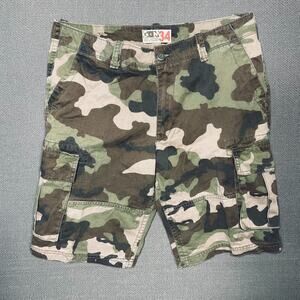 G&M Men's Cargo Shorts Camo Size 34 Mid-Rise 11.5" Flat Walking Utility Outdoor